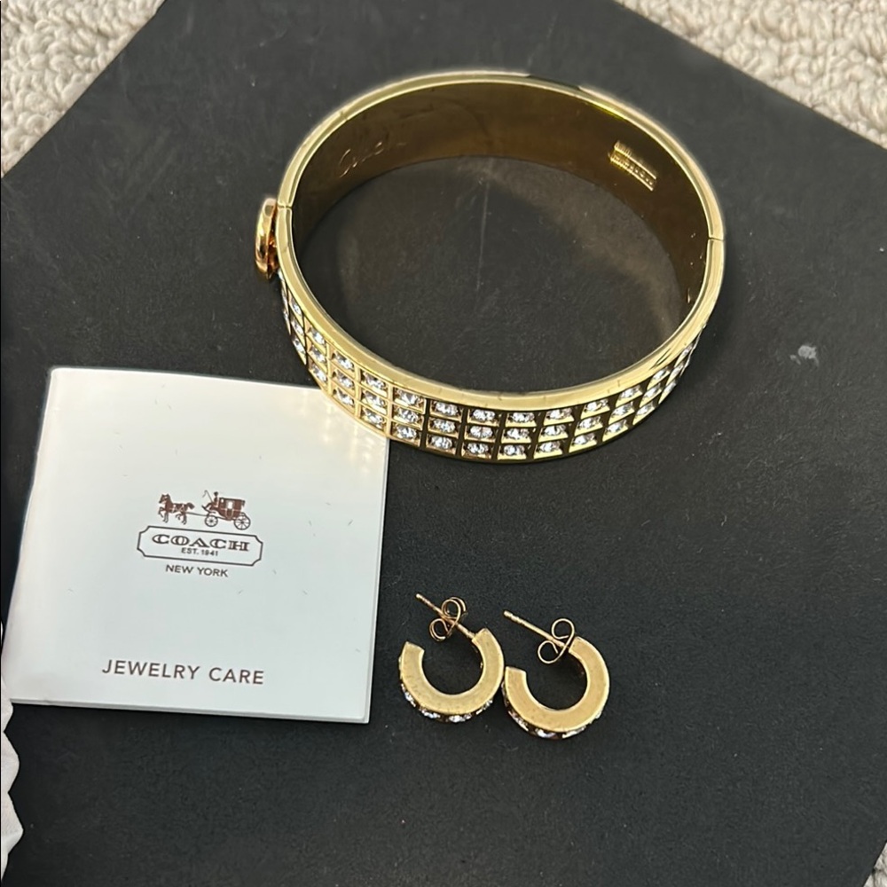 Coach Gold and Silver Crystal Embellished Bracelet set